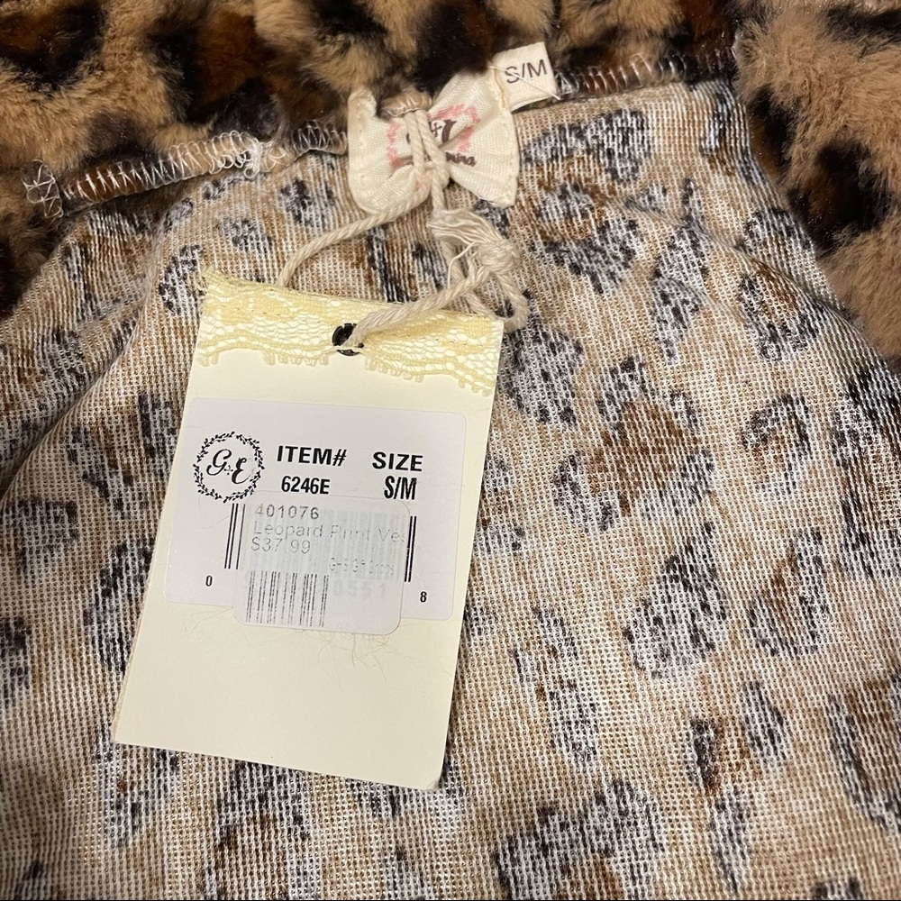 Anthropologie NWT soft leopard print vest open jacket w/big hood size small - Picture 11 of 11